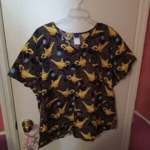Women's Plus Size Disney Aladdin Genie Scrub Top